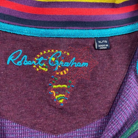Robert Graham 1 4 Zip Pullover Sweater Mens XL Cotton Purple Waffle Knit - Picture 3 of 9